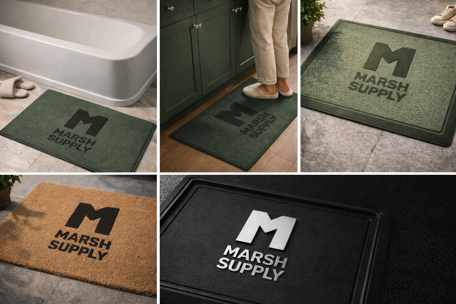 A Marsh Supply entry mat at the threshold